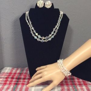 Vintage Aurora crystal necklace set